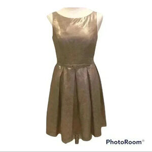 NWT MUSE Gold Metallic Fit & Flare Dress Women’s Sz 6